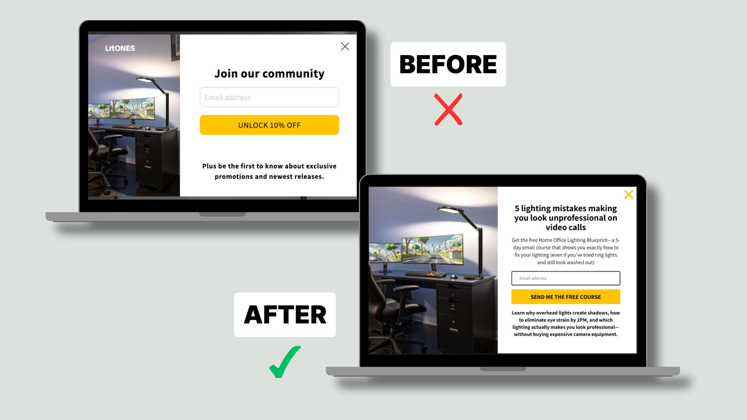 Popup before and after before and after popup mockup