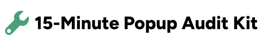 DTC Popup Fixes Green wrench icon with '15-Minute Popup Fix Kit' in black text